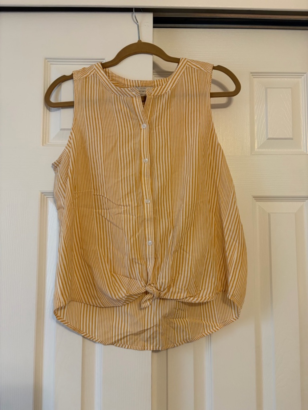 Lucky brand small Striped Knot-Front Sleeveless Top in Mustard